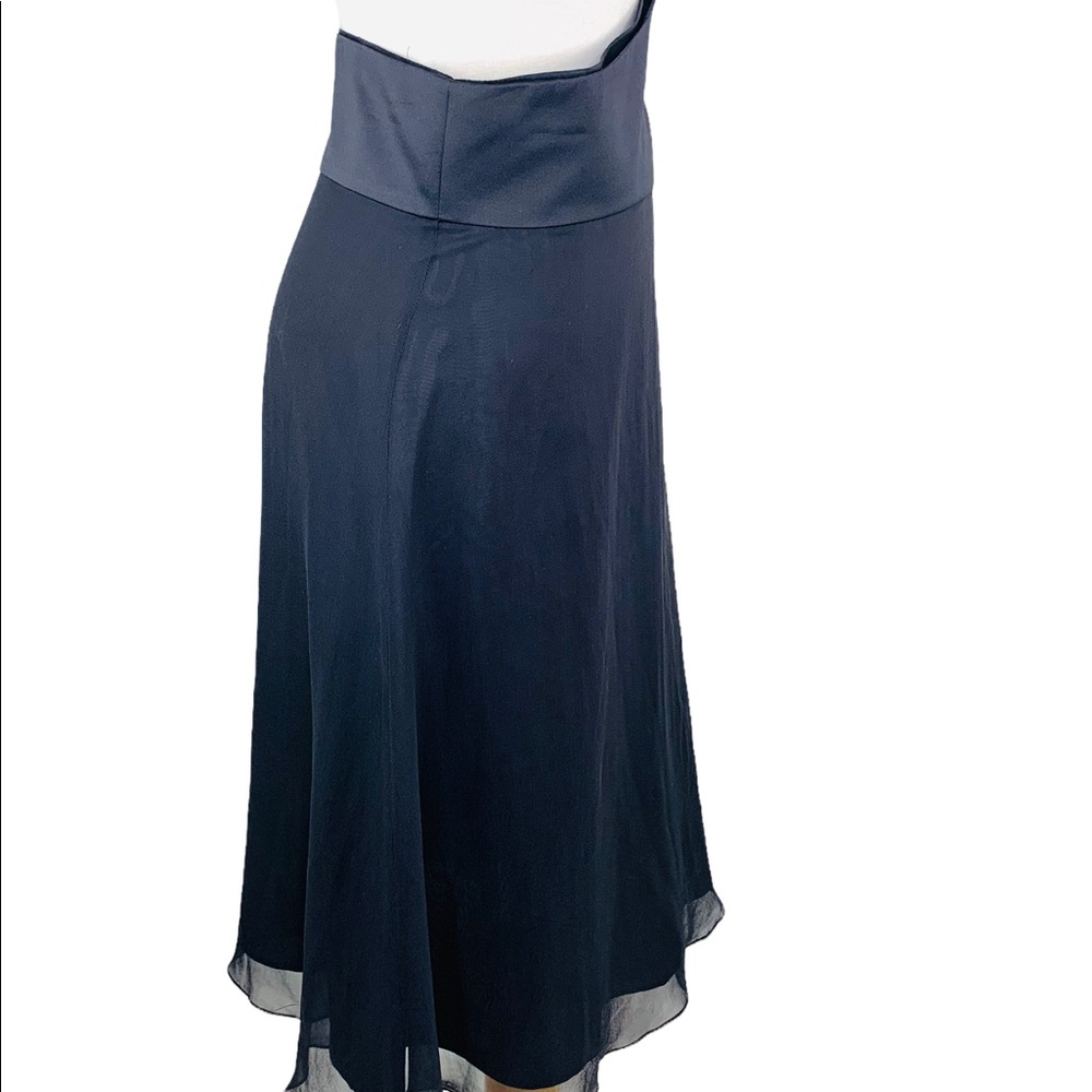 White House Black Market 100% Silk Skirt Tuxedo Waist Layered Womens Black Sz 10 - Picture 12 of 13